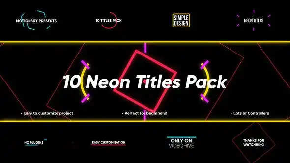 videohive 10 neon titles pack | after effects