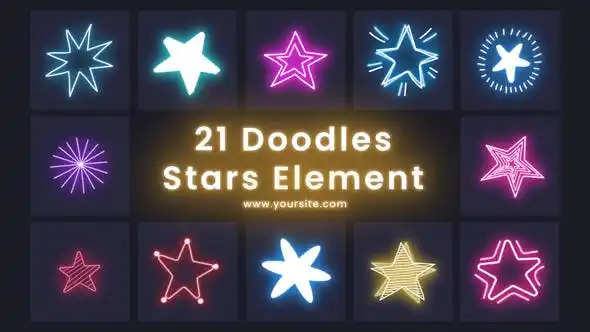 videohive doodles colorful stars 21 element